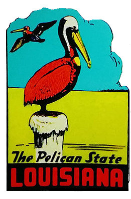 (image for) Louisiana (6) Pelican State Vintage Vacation Stickers